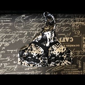 Black and white halter bathing suit top